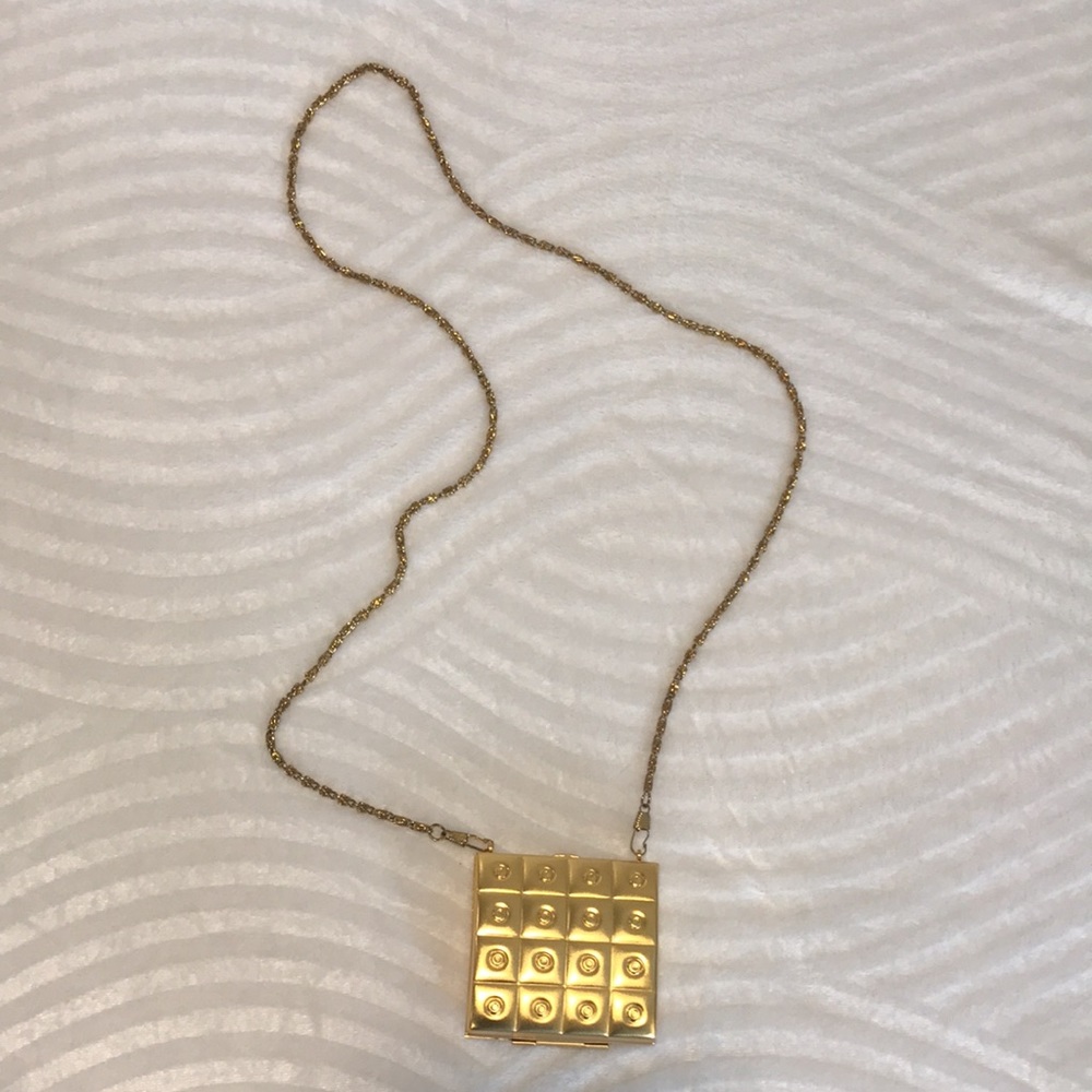 Vintage Gold Box Case Clutch with Gold Chain Strap